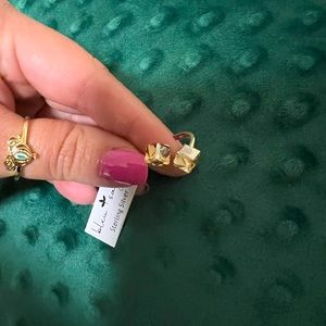 New gold gemstone sterling silver crystal statement ring